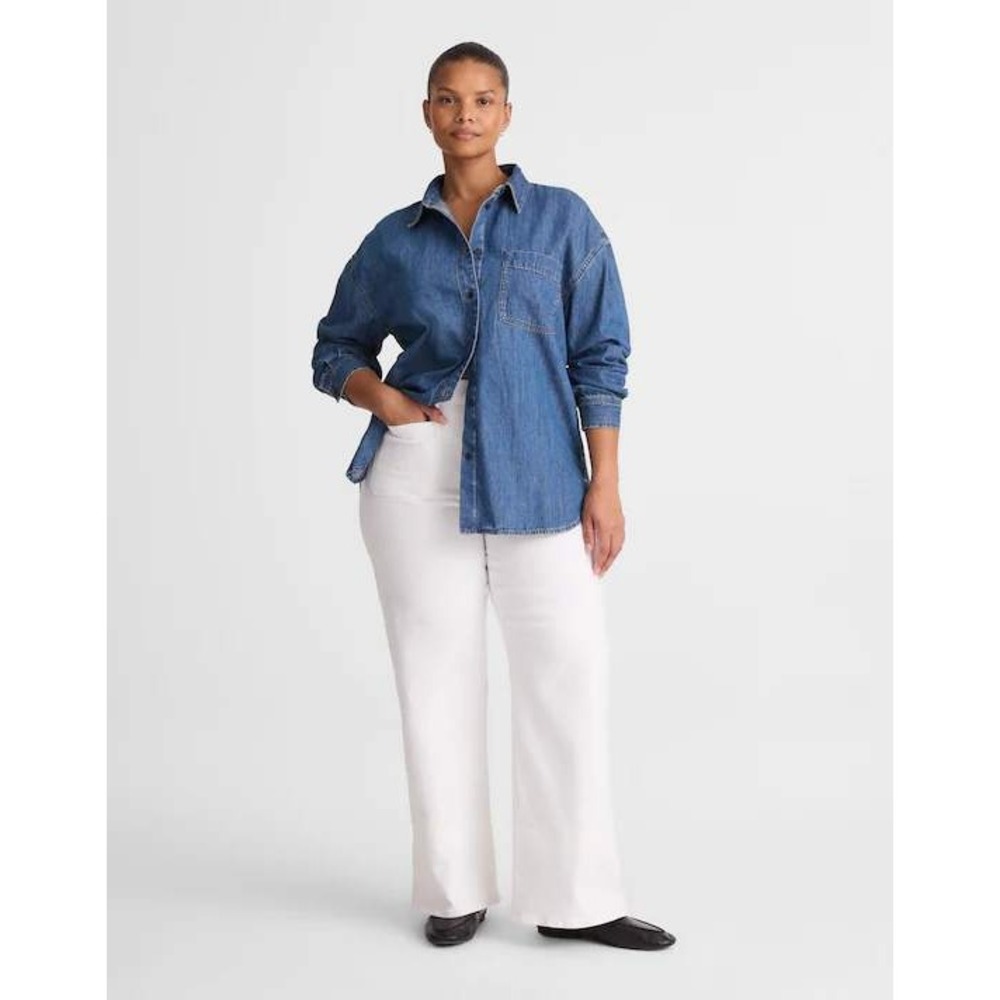 Madewell The Emmy Wide Leg Jean 16W White High Rise Patch Pocket Denim